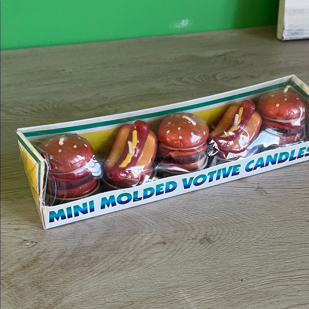 Mini Molded Votive Candles - Hot Dog and Burger Design